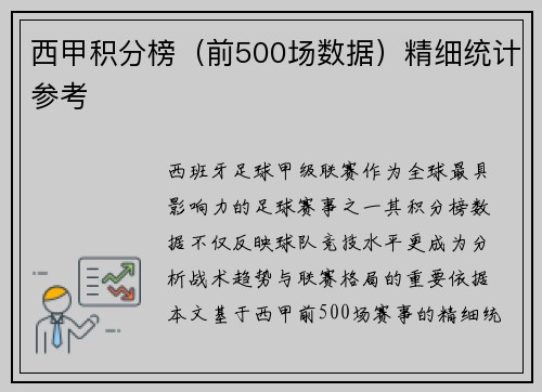 西甲积分榜（前500场数据）精细统计参考